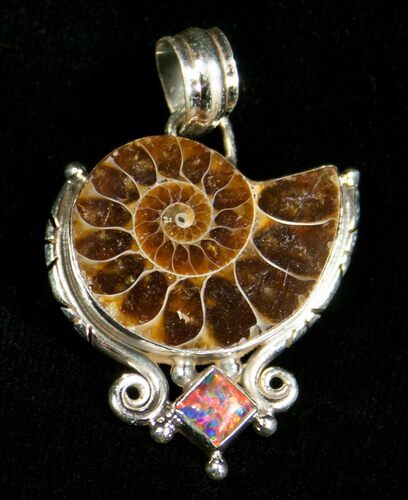 Stylish Ammonite Pendant - Sterling Silver #4533